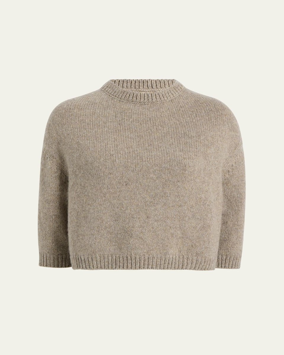 Sabina Cashmere Elbow-Sleeve Boxy Sweater